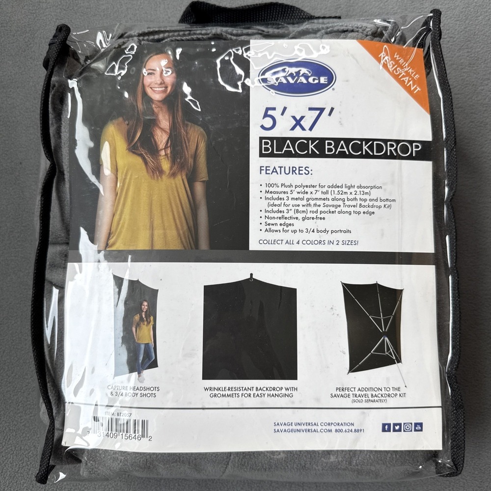 Savage Backdrop‎ GRAY 5' x 7' Background Wrinkle Resistant Plush Polyester NEW